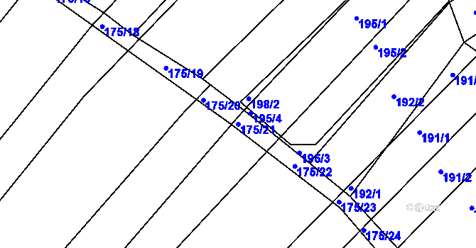 Parcela st. 175/21 v KÚ Omice, Katastrální mapa