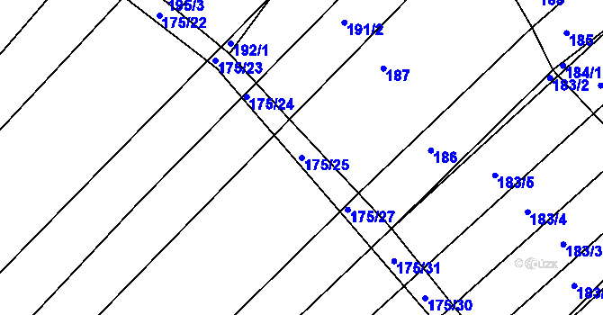 Parcela st. 175/25 v KÚ Omice, Katastrální mapa