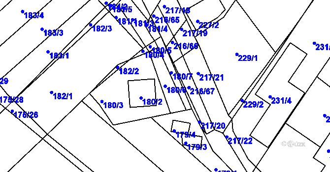 Parcela st. 180/6 v KÚ Omice, Katastrální mapa