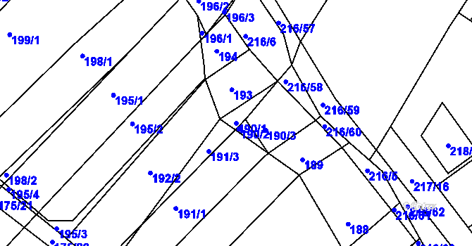 Parcela st. 190/1 v KÚ Omice, Katastrální mapa