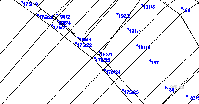 Parcela st. 192/1 v KÚ Omice, Katastrální mapa