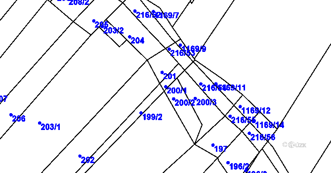 Parcela st. 200/1 v KÚ Omice, Katastrální mapa