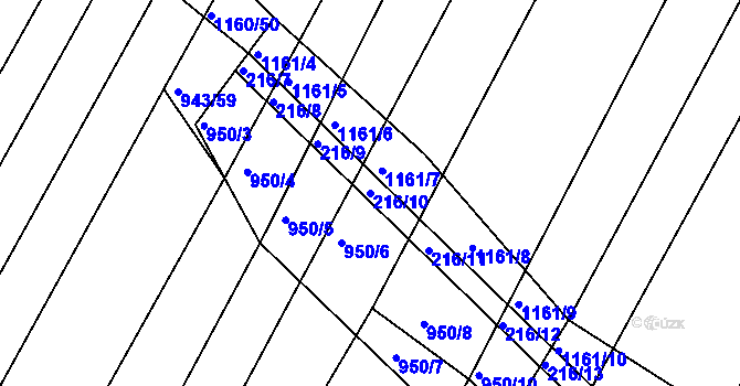 Parcela st. 216/10 v KÚ Omice, Katastrální mapa