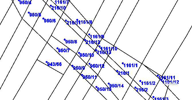 Parcela st. 216/13 v KÚ Omice, Katastrální mapa