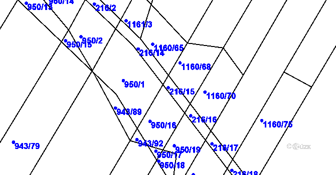 Parcela st. 216/15 v KÚ Omice, Katastrální mapa
