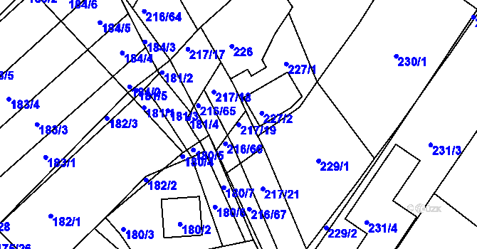 Parcela st. 217/19 v KÚ Omice, Katastrální mapa