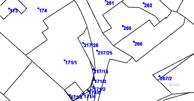 Parcela st. 217/25 v KÚ Omice, Katastrální mapa