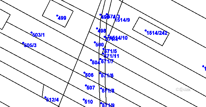 Parcela st. 571/11 v KÚ Omice, Katastrální mapa