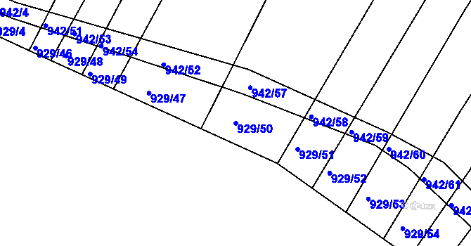 Parcela st. 929/50 v KÚ Omice, Katastrální mapa