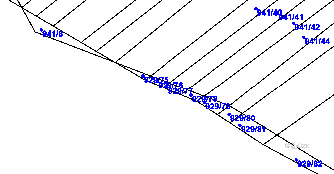 Parcela st. 929/77 v KÚ Omice, Katastrální mapa