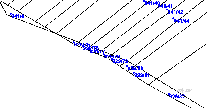 Parcela st. 929/78 v KÚ Omice, Katastrální mapa