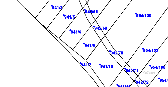 Parcela st. 941/9 v KÚ Omice, Katastrální mapa
