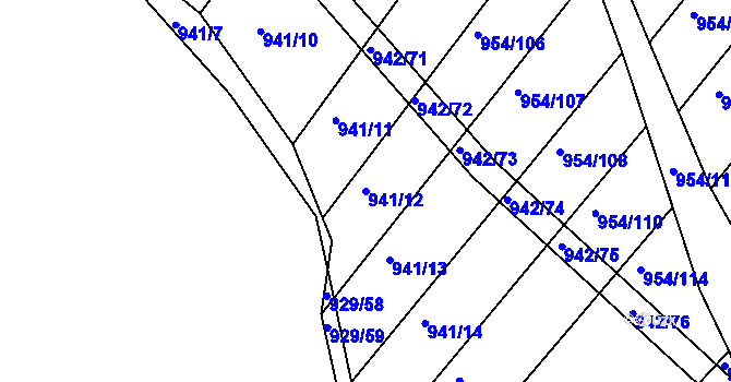 Parcela st. 941/12 v KÚ Omice, Katastrální mapa
