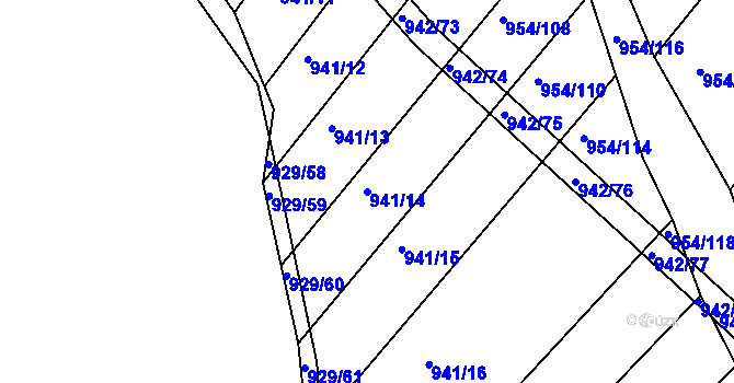 Parcela st. 941/14 v KÚ Omice, Katastrální mapa