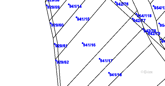 Parcela st. 941/16 v KÚ Omice, Katastrální mapa