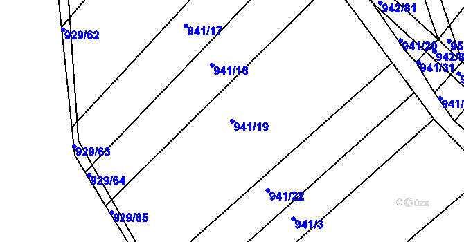 Parcela st. 941/19 v KÚ Omice, Katastrální mapa
