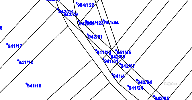 Parcela st. 941/20 v KÚ Omice, Katastrální mapa