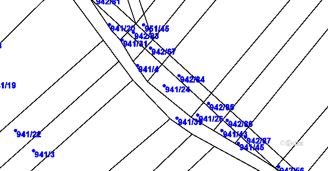 Parcela st. 941/24 v KÚ Omice, Katastrální mapa