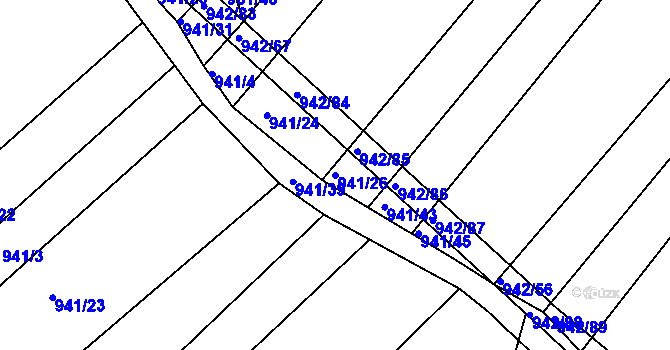 Parcela st. 941/26 v KÚ Omice, Katastrální mapa