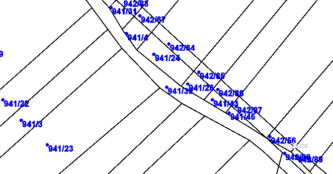 Parcela st. 941/39 v KÚ Omice, Katastrální mapa