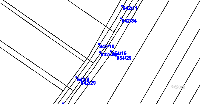 Parcela st. 942/32 v KÚ Omice, Katastrální mapa