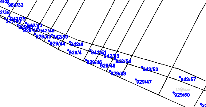 Parcela st. 942/53 v KÚ Omice, Katastrální mapa