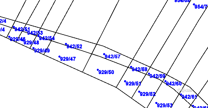 Parcela st. 942/57 v KÚ Omice, Katastrální mapa