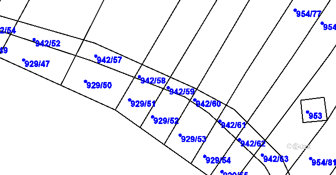 Parcela st. 942/59 v KÚ Omice, Katastrální mapa