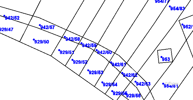 Parcela st. 942/60 v KÚ Omice, Katastrální mapa