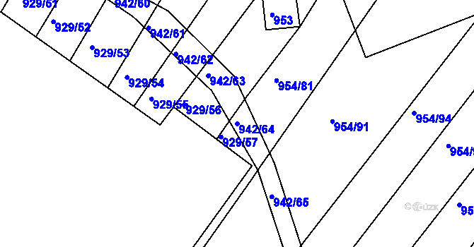 Parcela st. 942/64 v KÚ Omice, Katastrální mapa