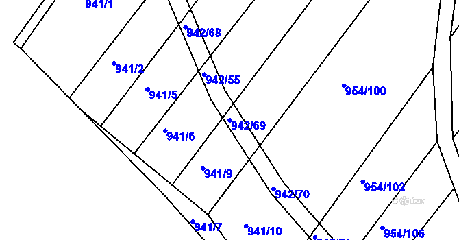 Parcela st. 942/69 v KÚ Omice, Katastrální mapa
