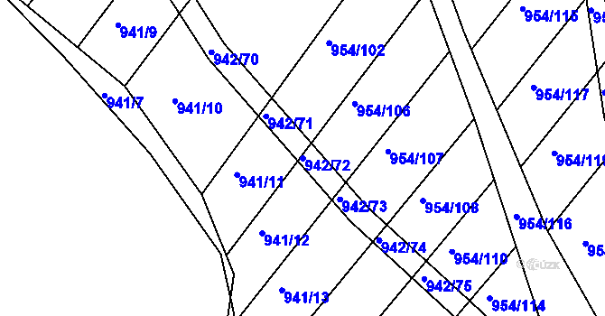 Parcela st. 942/72 v KÚ Omice, Katastrální mapa