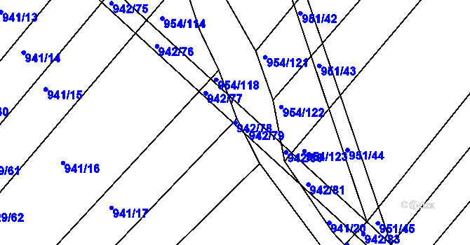 Parcela st. 942/78 v KÚ Omice, Katastrální mapa