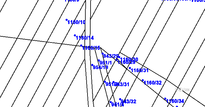 Parcela st. 943/29 v KÚ Omice, Katastrální mapa
