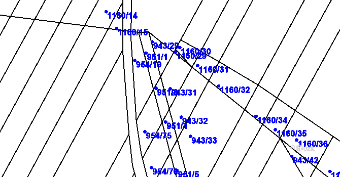 Parcela st. 943/31 v KÚ Omice, Katastrální mapa