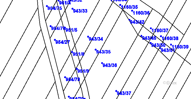 Parcela st. 943/35 v KÚ Omice, Katastrální mapa