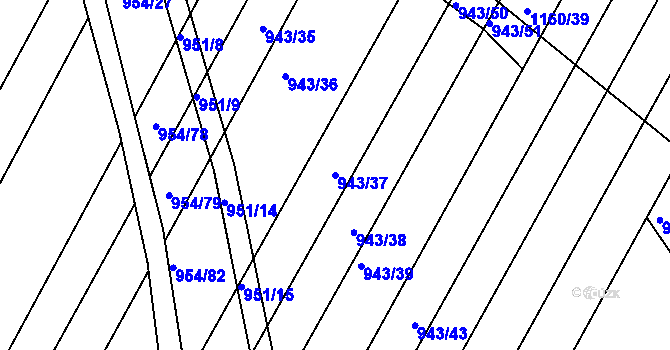 Parcela st. 943/37 v KÚ Omice, Katastrální mapa