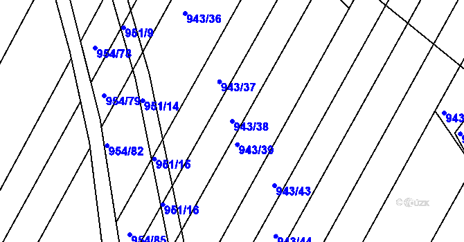 Parcela st. 943/38 v KÚ Omice, Katastrální mapa