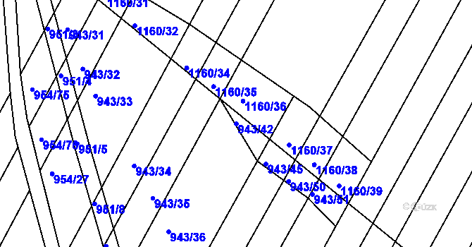Parcela st. 943/42 v KÚ Omice, Katastrální mapa