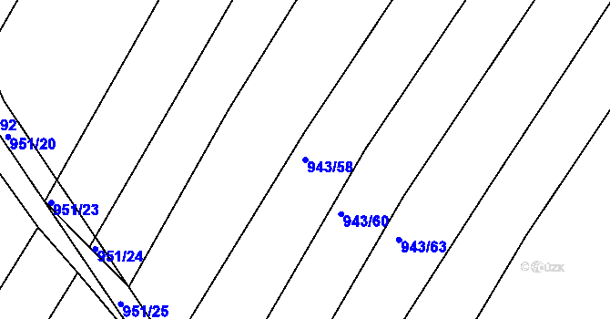 Parcela st. 943/58 v KÚ Omice, Katastrální mapa