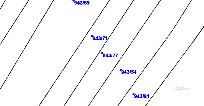 Parcela st. 943/77 v KÚ Omice, Katastrální mapa
