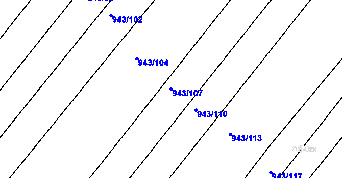 Parcela st. 943/107 v KÚ Omice, Katastrální mapa
