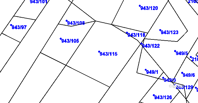 Parcela st. 943/115 v KÚ Omice, Katastrální mapa