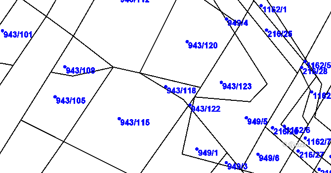 Parcela st. 943/118 v KÚ Omice, Katastrální mapa