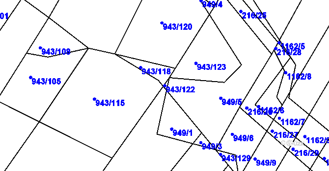 Parcela st. 943/122 v KÚ Omice, Katastrální mapa