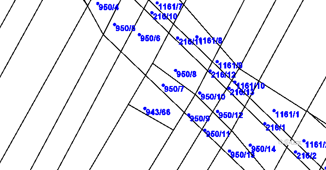 Parcela st. 950/7 v KÚ Omice, Katastrální mapa