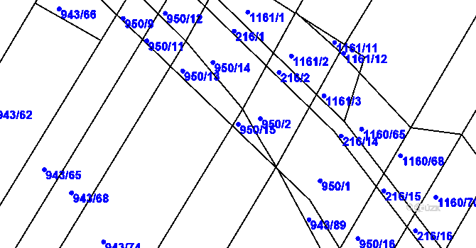 Parcela st. 950/15 v KÚ Omice, Katastrální mapa