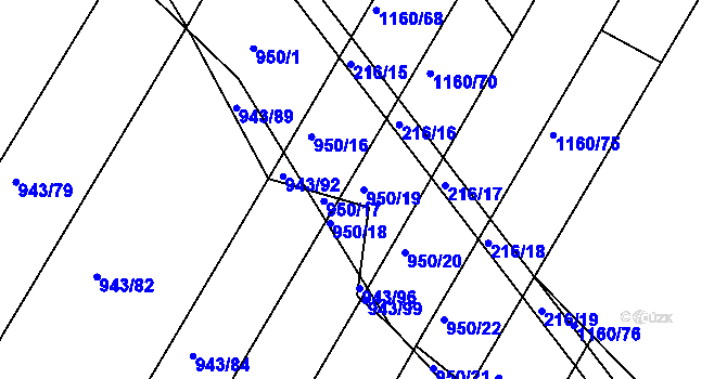 Parcela st. 950/19 v KÚ Omice, Katastrální mapa