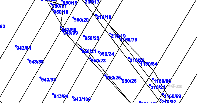 Parcela st. 950/24 v KÚ Omice, Katastrální mapa