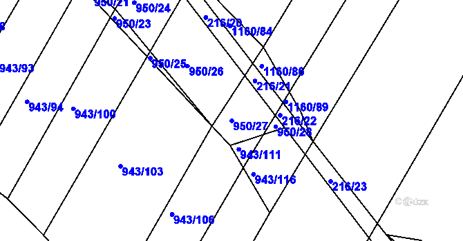 Parcela st. 950/27 v KÚ Omice, Katastrální mapa